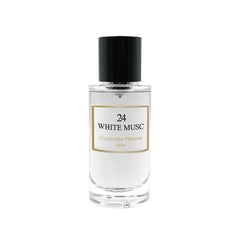 N°24 White Musk – parfumflacon op witte achtergrond