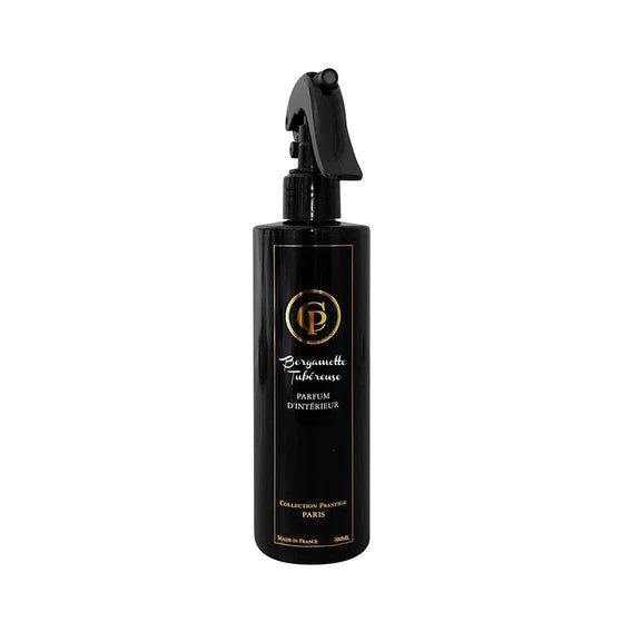 Bergamote Tubéreuse – roomspray 300 ml, zwarte flacon met spraykop